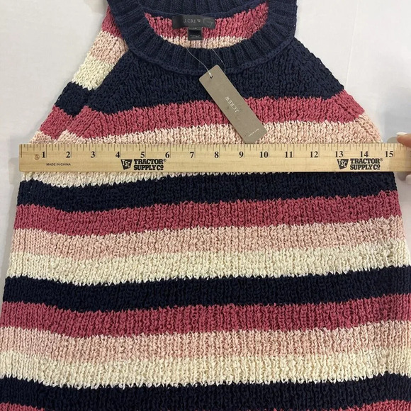 NEW! J. Crew Sweater Tank Stripe Navy Blue Rose Pink Ivory Sz XS Fall Winter - Picture 3 of 8